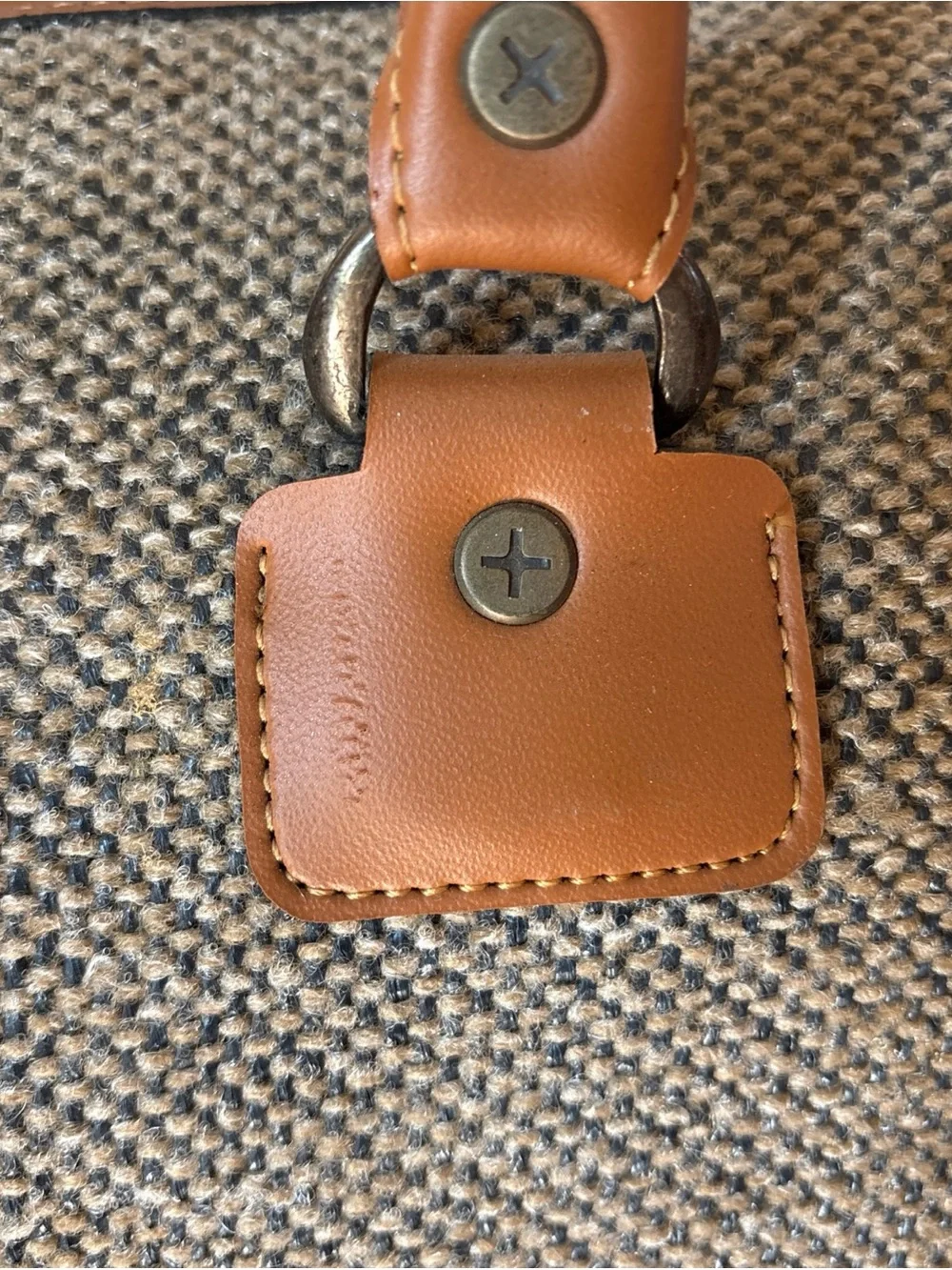 Vintage Ricardo Beverly Hills Tweed & Leather Weekender / Carry-On Bag-lock/key